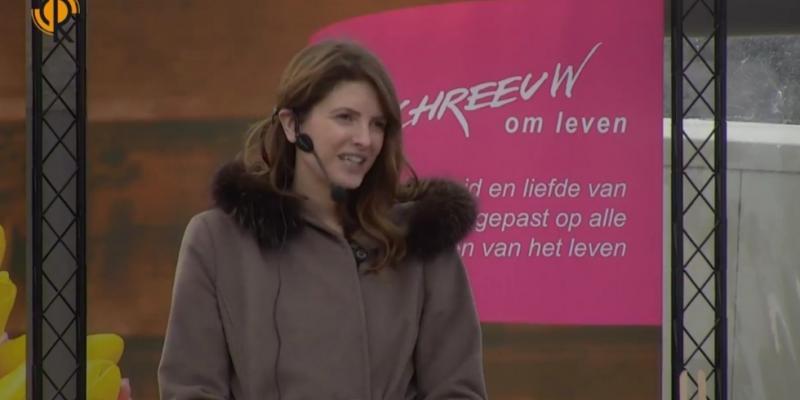 Maaike speaking at the Dutch March for Life